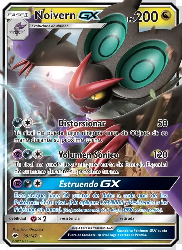 Noivern GX — Sombras Ardientes 99 Spanish Pokémon card