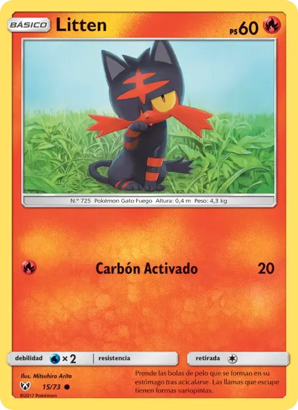 Litten — Leyendas Luminosas 15 Spanish Pokémon card