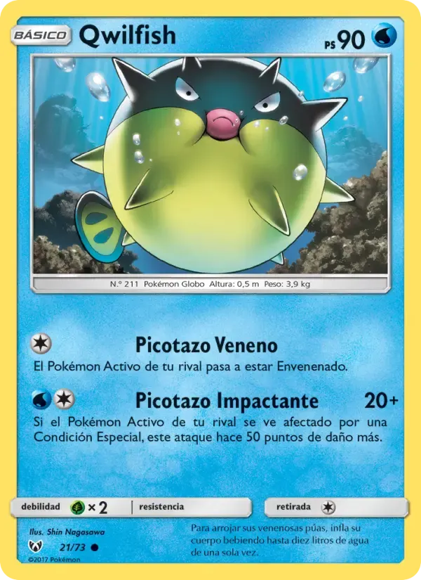 Qwilfish — Leyendas Luminosas 21 Spanish Pokémon card