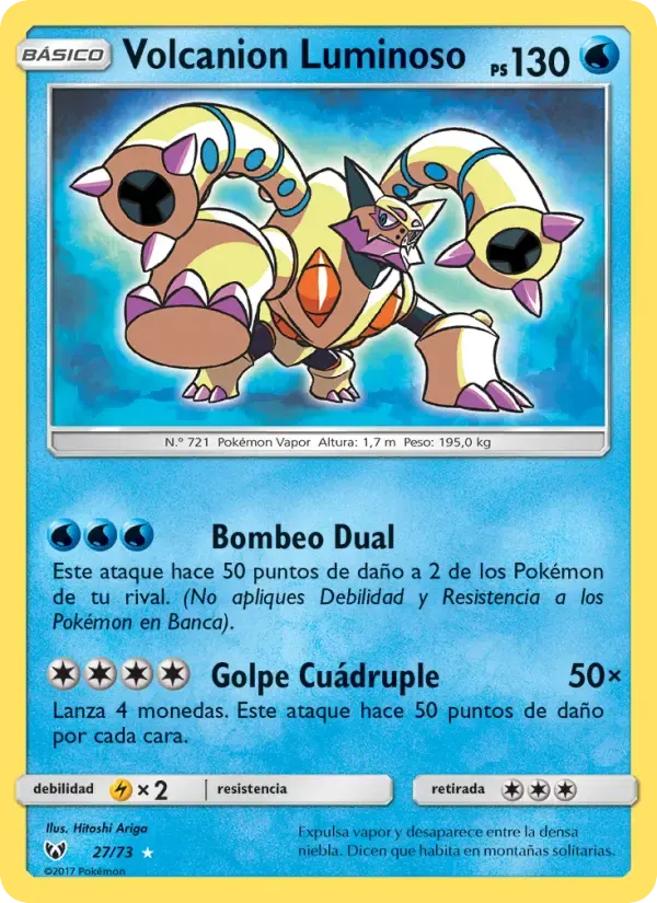 Volcanion Luminoso — Leyendas Luminosas 27 Spanish Pokémon card