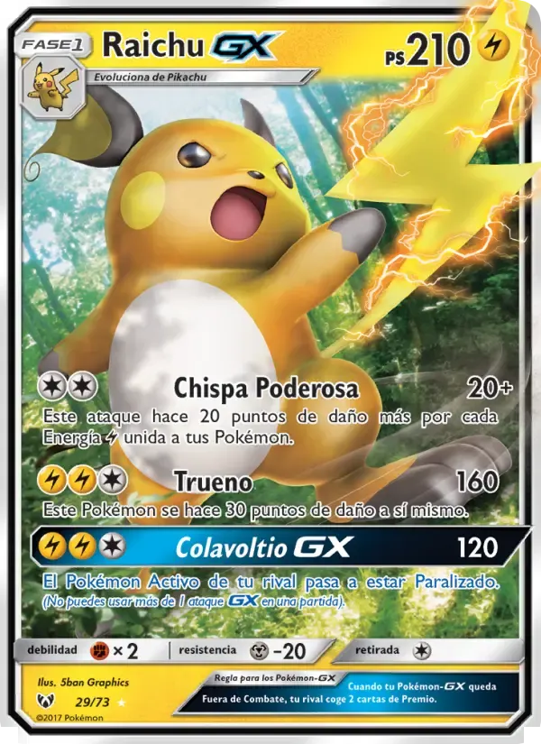 Raichu GX — Leyendas Luminosas 29 Spanish Pokémon card