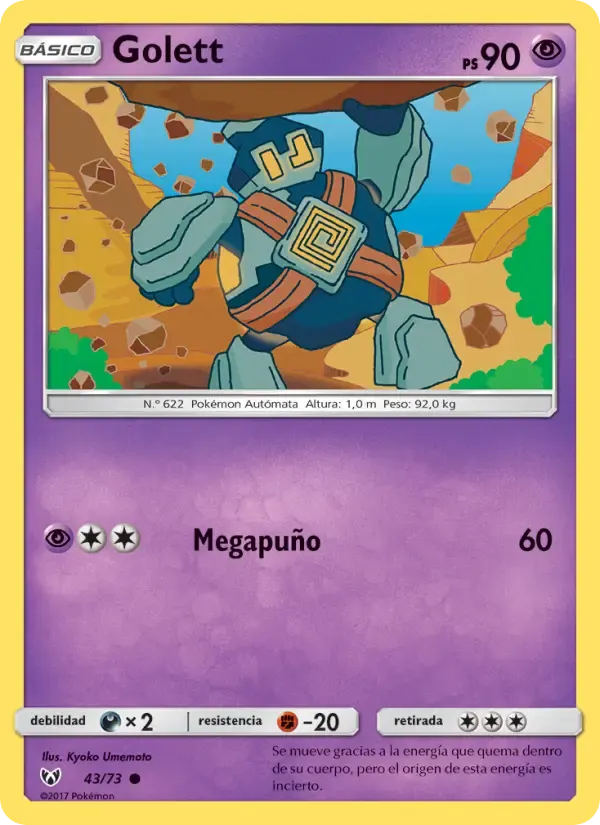 Golett — Leyendas Luminosas 43 Spanish Pokémon card
