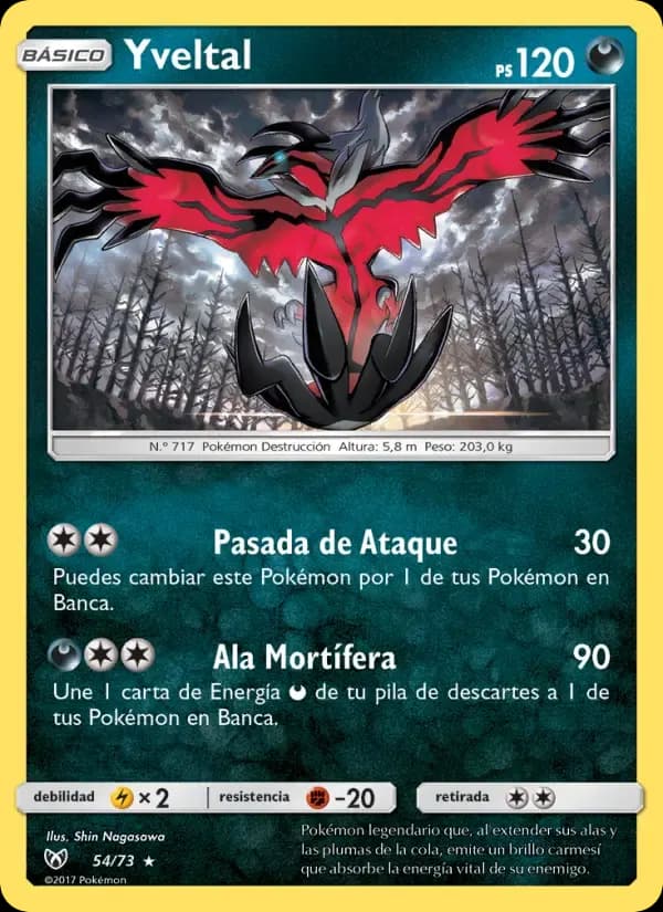 Yveltal — Leyendas Luminosas 54 Spanish Pokémon card