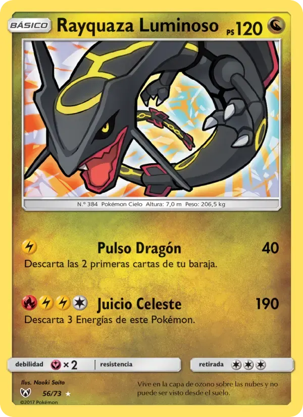 Rayquaza Luminoso — Leyendas Luminosas 56 Spanish Pokémon card