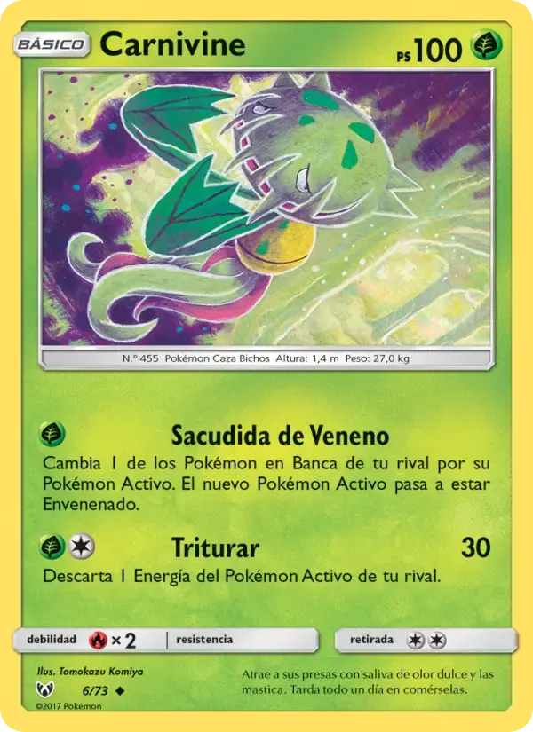 Carnivine — Leyendas Luminosas 6 Spanish Pokémon card