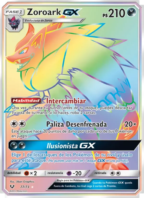 Zoroark GX — Leyendas Luminosas 77 Spanish Pokémon card