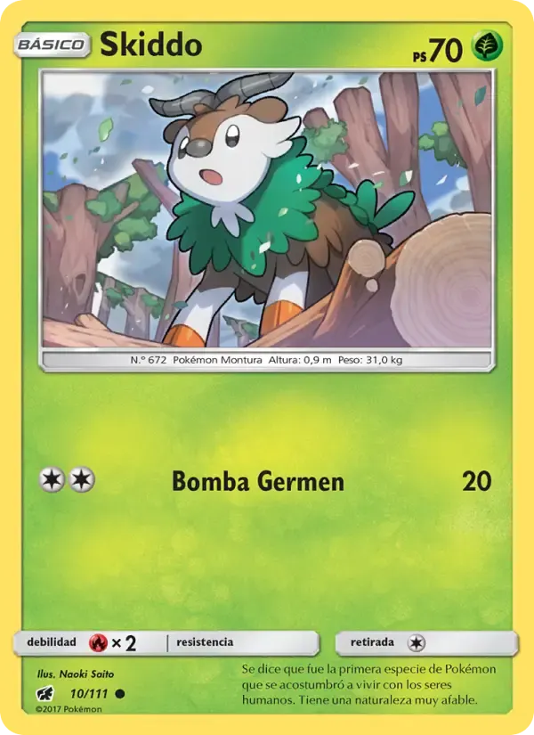 Skiddo — Invasión Carmesí 10 Spanish Pokémon card