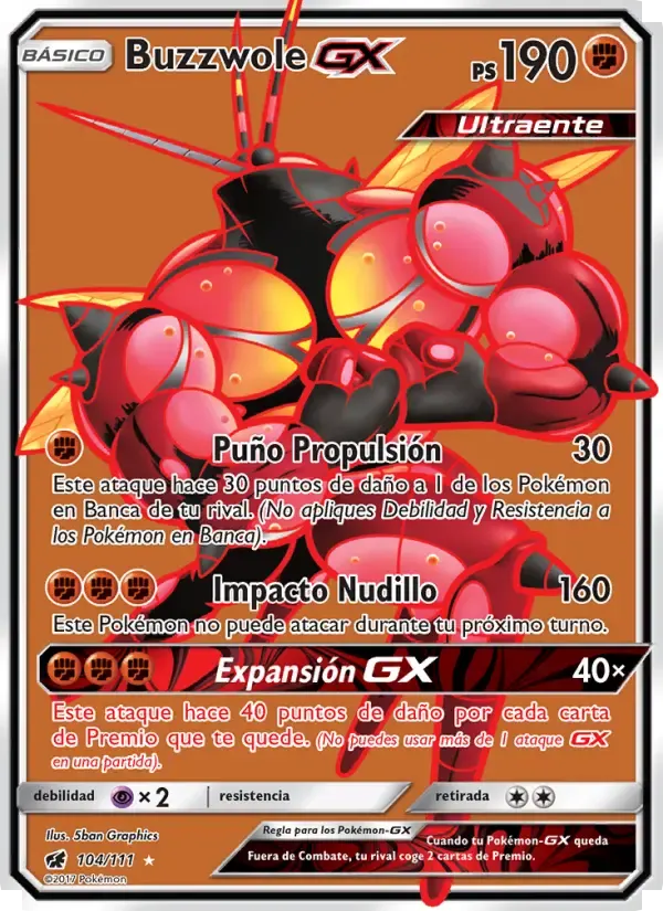 Buzzwole GX — Invasión Carmesí 104 Spanish Pokémon card