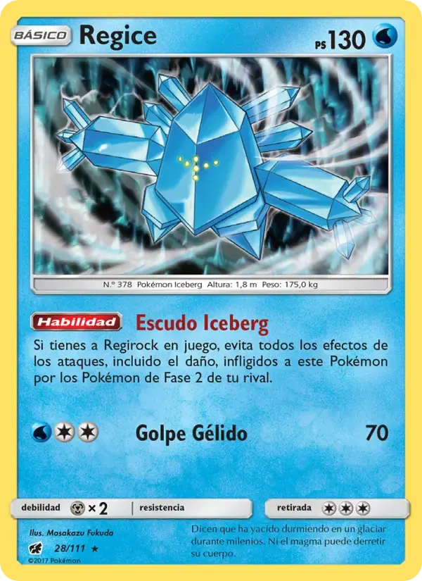 Regice — Invasión Carmesí 28 Spanish Pokémon card