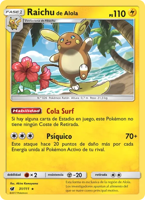 Raichu de Alola — Invasión Carmesí 31 Spanish Pokémon card