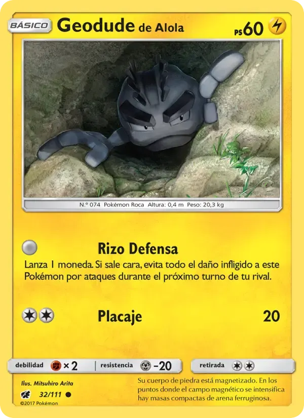 Geodude de Alola — Invasión Carmesí 32 Spanish Pokémon card