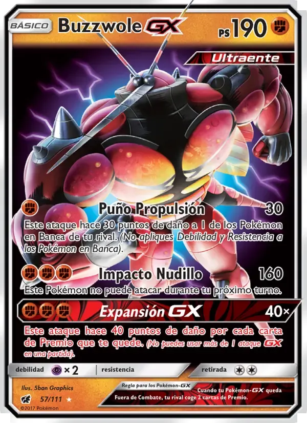 Buzzwole GX — Invasión Carmesí 57 Spanish Pokémon card