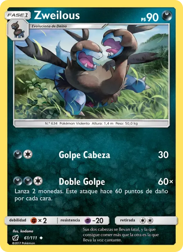 Zweilous — Invasión Carmesí 61 Spanish Pokémon card