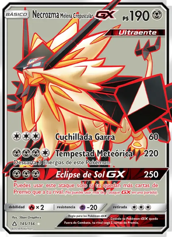 Necrozma Melena Crepuscular GX — Ultraprisma 145 Spanish Pokémon card