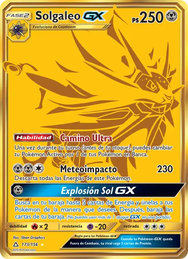 Solgaleo GX — Ultraprisma 173 Spanish Pokémon card
