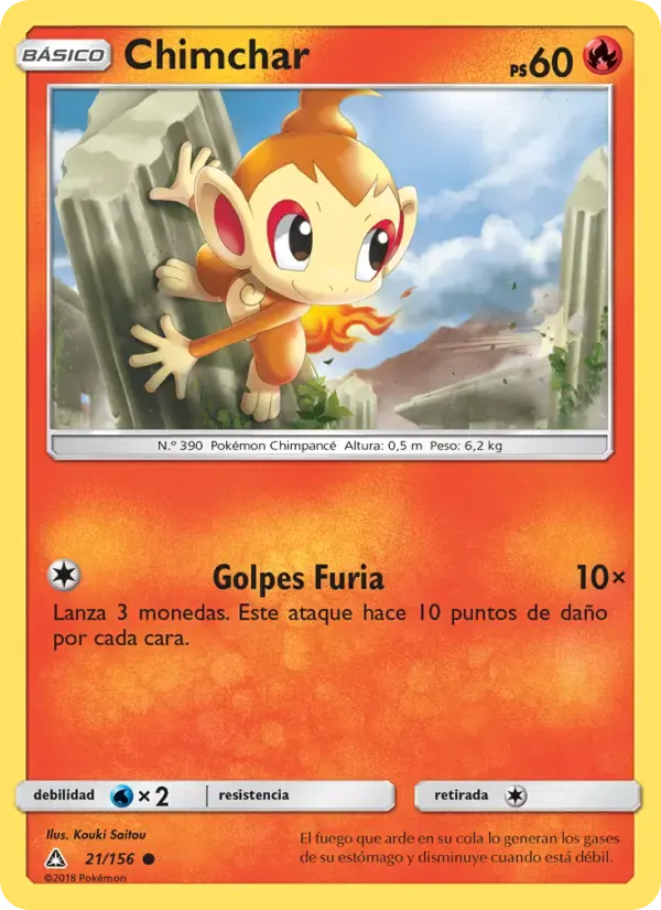 Chimchar — Ultraprisma 21 Spanish Pokémon card