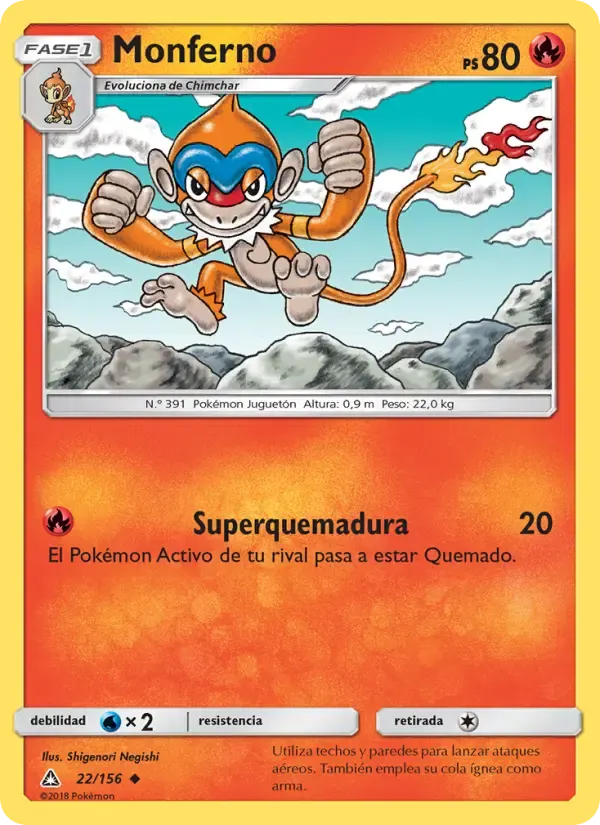 Monferno — Ultraprisma 22 Spanish Pokémon card