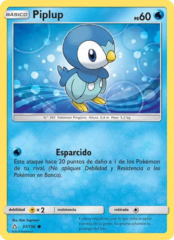 Piplup — Ultraprisma 31 Spanish Pokémon card
