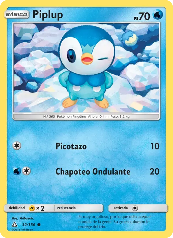 Piplup — Ultraprisma 32 Spanish Pokémon card