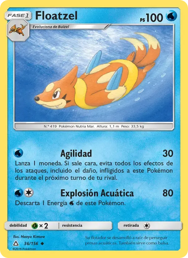 Floatzel — Ultraprisma 36 Spanish Pokémon card