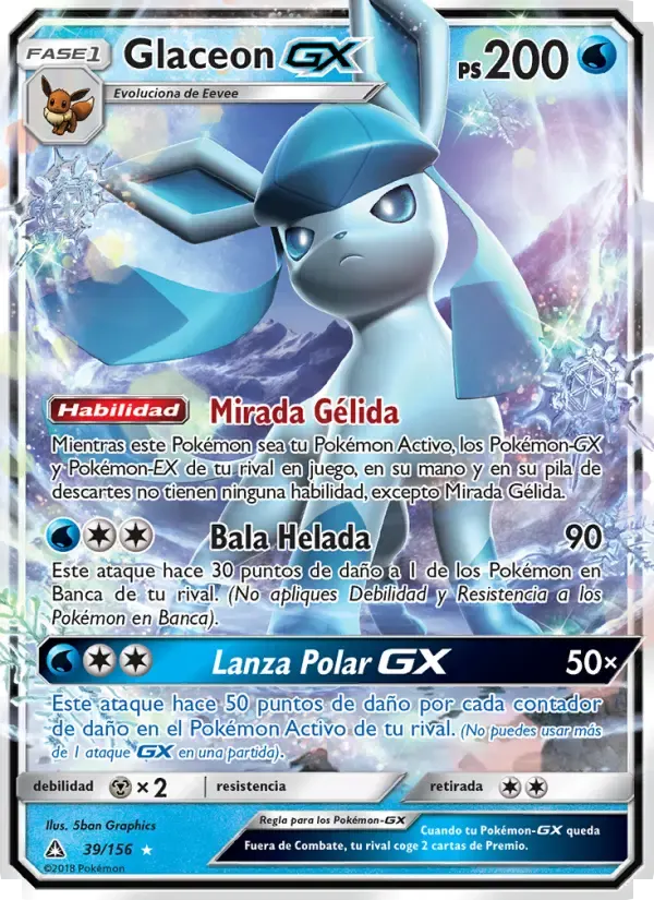 Glaceon GX — Ultraprisma 39 Spanish Pokémon card