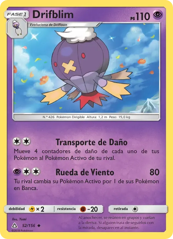 Drifblim — Ultraprisma 52 Spanish Pokémon card