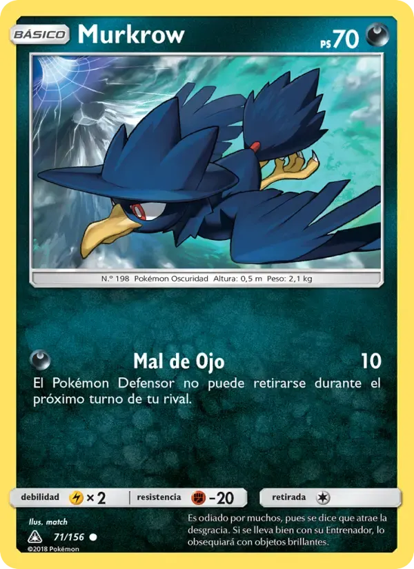Murkrow — Ultraprisma 71 Spanish Pokémon card