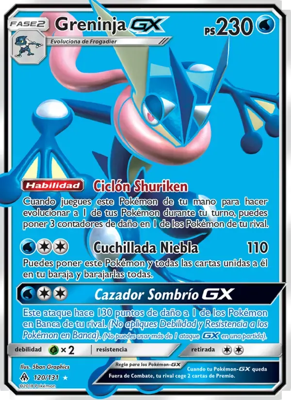 Greninja GX — Luz Prohibida 120 Spanish Pokémon card