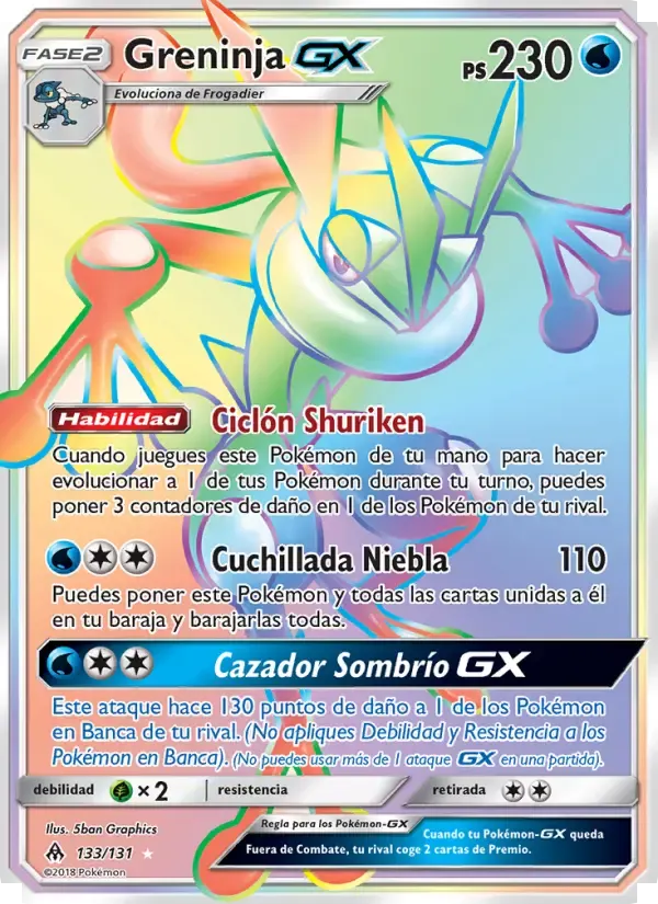 Greninja GX — Luz Prohibida 133 Spanish Pokémon card