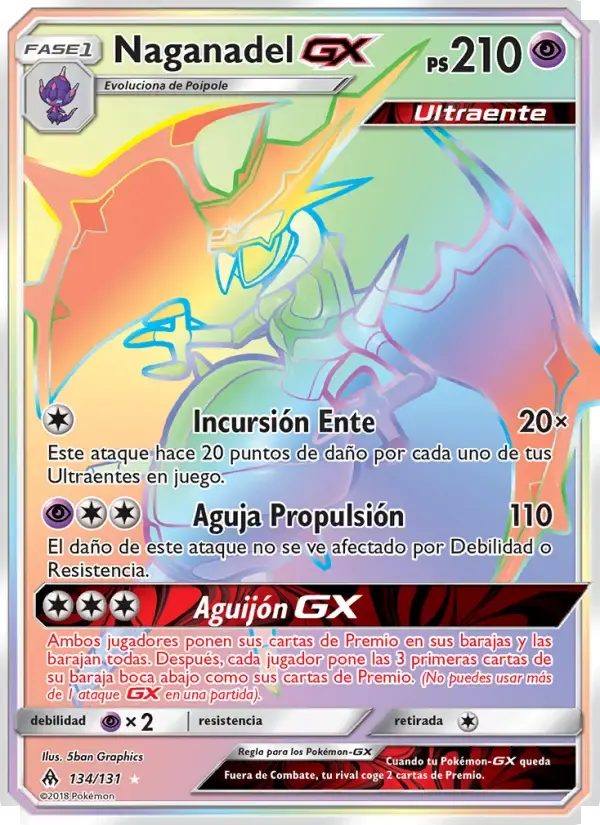 Naganadel GX — Luz Prohibida 134 Spanish Pokémon card