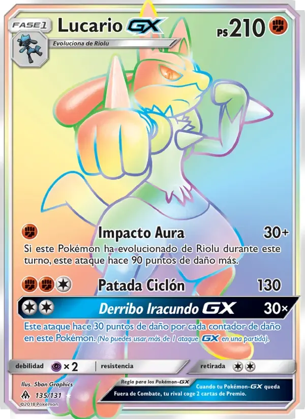 Lucario GX — Luz Prohibida 135 Spanish Pokémon card