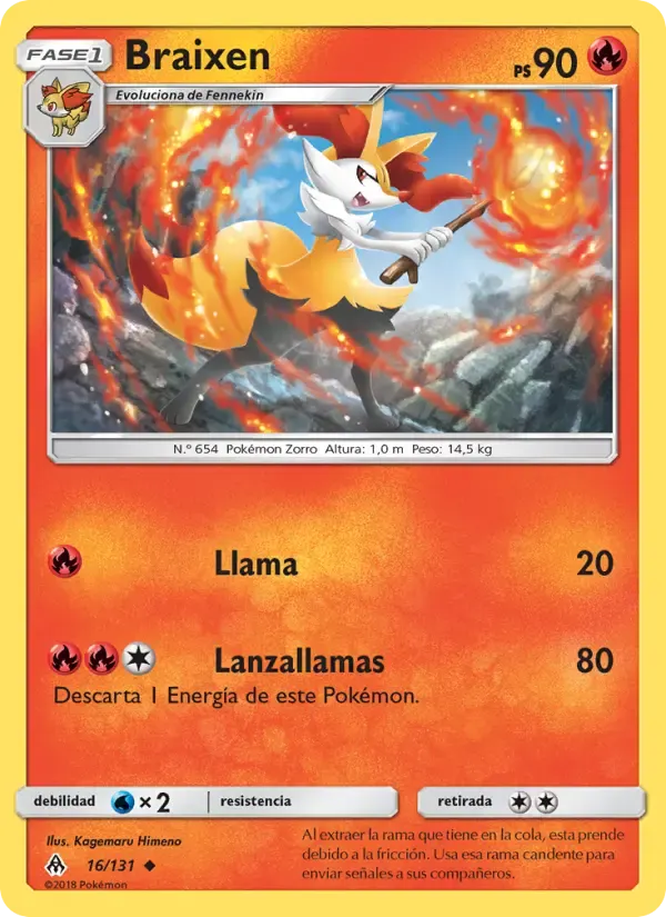 Braixen — Luz Prohibida 16 Spanish Pokémon card