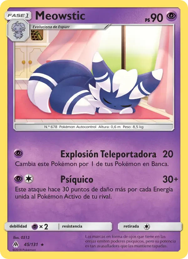 Meowstic — Luz Prohibida 45 Spanish Pokémon card
