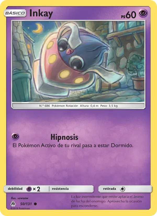 Inkay — Luz Prohibida 50 Spanish Pokémon card