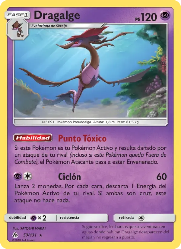 Dragalge — Luz Prohibida 53 Spanish Pokémon card