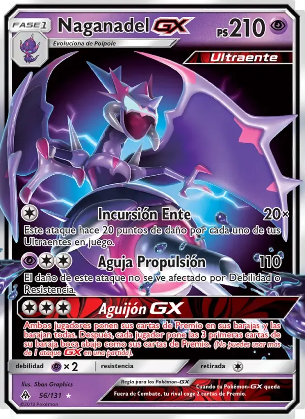Naganadel GX — Luz Prohibida 56 Spanish Pokémon card