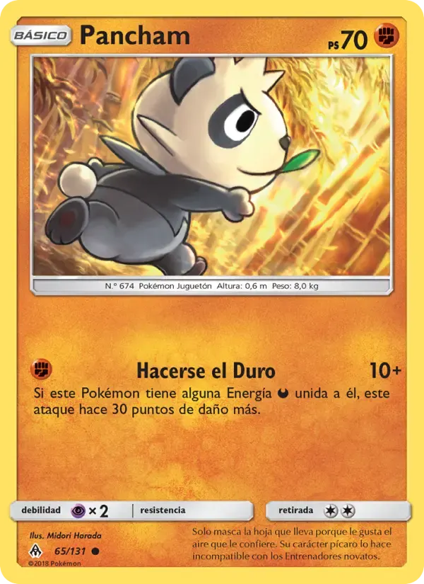 Pancham — Luz Prohibida 65 Spanish Pokémon card
