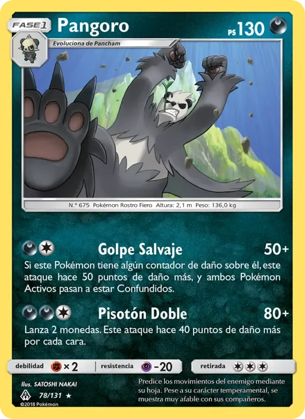 Pangoro — Luz Prohibida 78 Spanish Pokémon card
