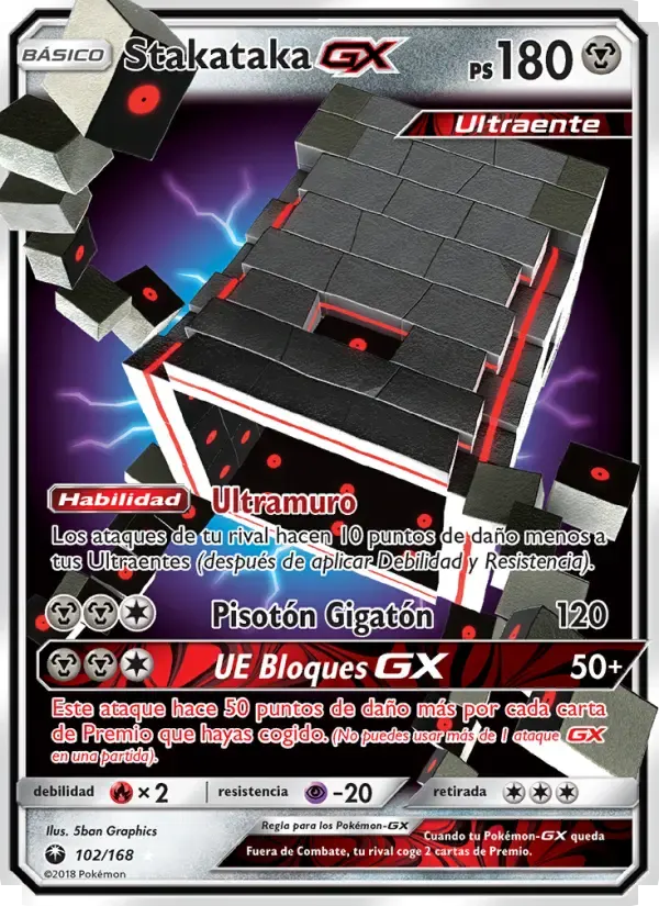 Stakataka GX — Tormenta Celestial 102 Spanish Pokémon card