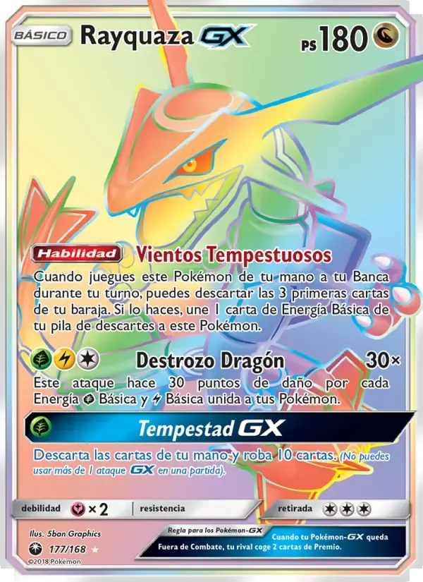 Rayquaza GX — Tormenta Celestial 177 Spanish Pokémon card