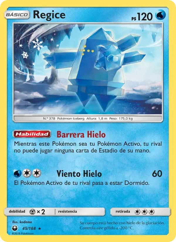 Regice — Tormenta Celestial 45 Spanish Pokémon card