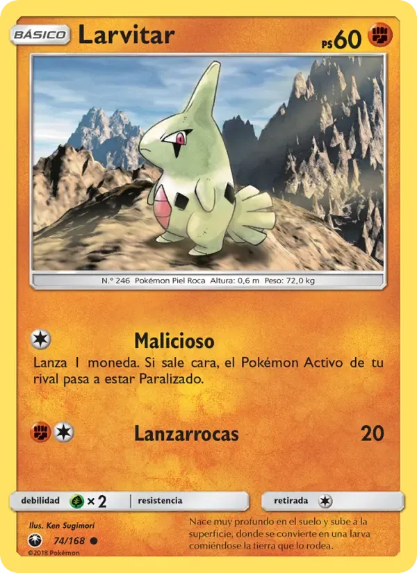 Larvitar — Tormenta Celestial 74 Spanish Pokémon card