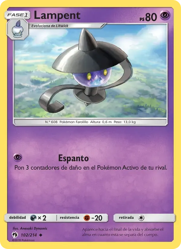 Lampent — Truenos Perdidos 102 Spanish Pokémon card