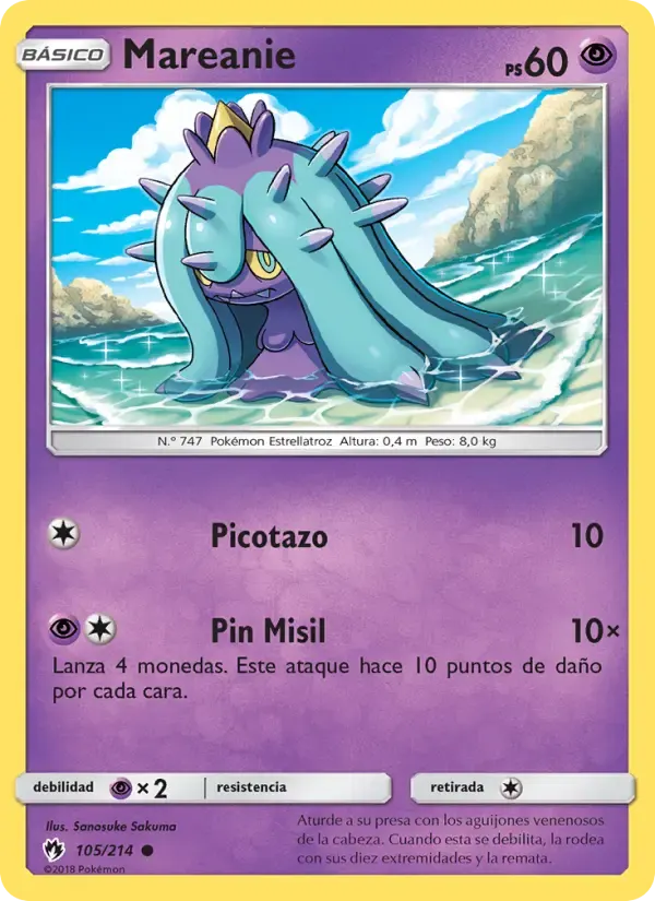 Mareanie — Truenos Perdidos 105 Spanish Pokémon card