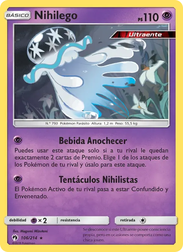 Nihilego — Truenos Perdidos 106 Spanish Pokémon card