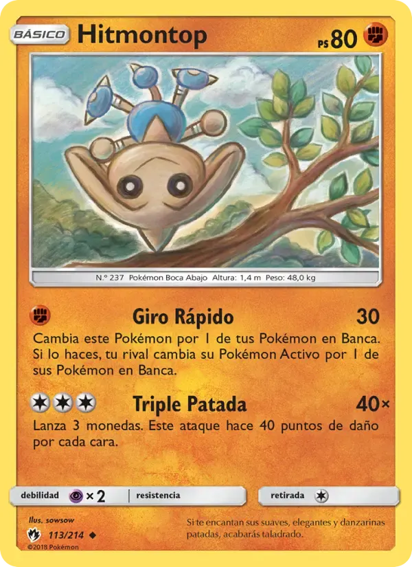 Hitmontop — Truenos Perdidos 113 Spanish Pokémon card