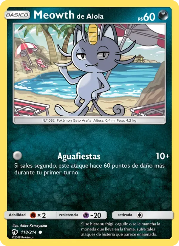 Meowth de Alola — Truenos Perdidos 118 Spanish Pokémon card