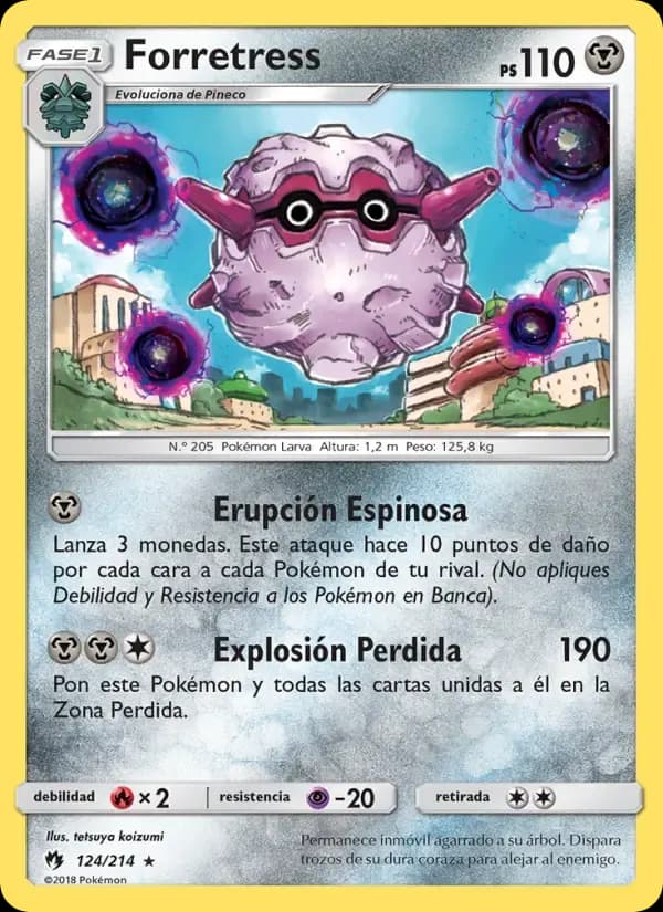 Forretress — Truenos Perdidos 124 Spanish Pokémon card