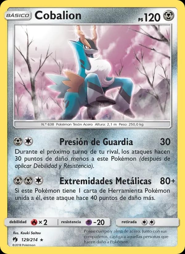 Cobalion — Truenos Perdidos 129 Spanish Pokémon card