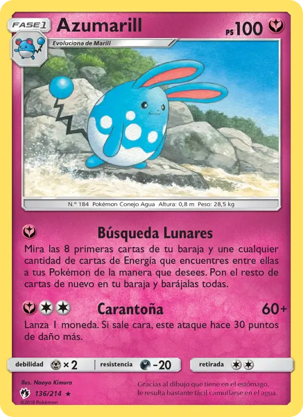 Azumarill — Truenos Perdidos 136 Spanish Pokémon card